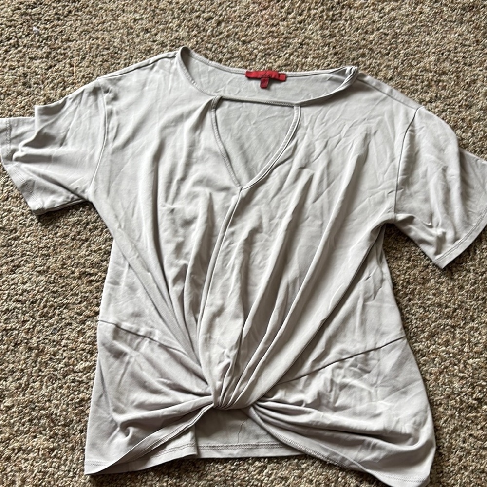 Velzera Gray Relaxed Tie Front Tee